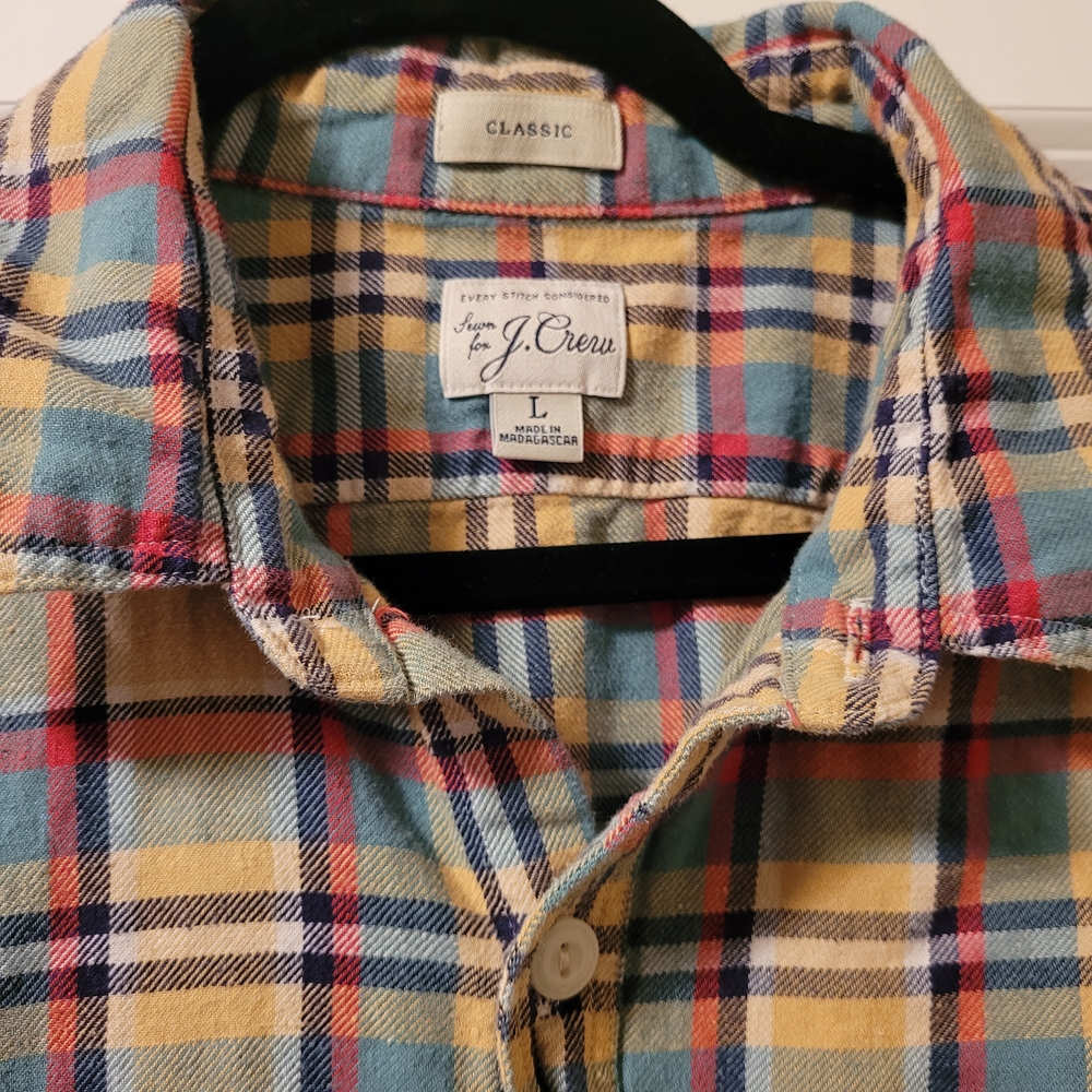 J. Crew Men's Multicolor Plaid Button Down Shirt Size L